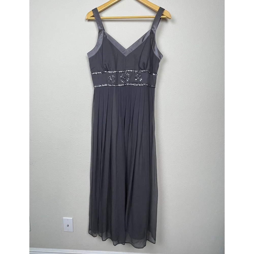 Coldwater Creek Silk Maxi Dress Y2K Sequin Babydoll Formal Gown Wedding Guest 10